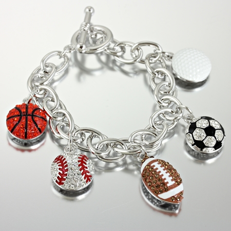 Sports Charm Bracelet Sports Mixed Ball Charm Bracelet Korb0011 S